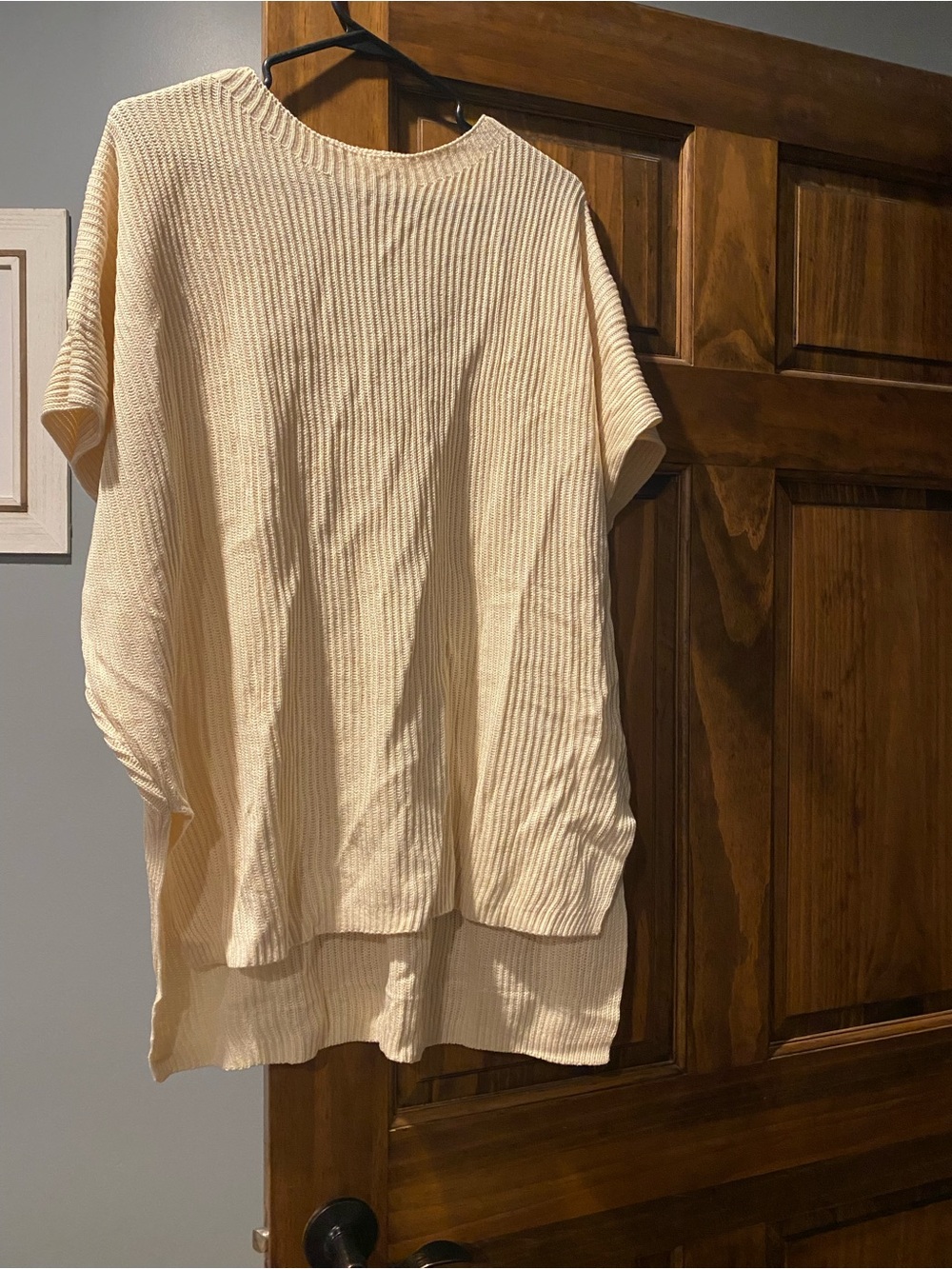 Light Cream Ribbed Knit Pullover Top - Picture 3 of 5